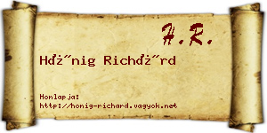 Hönig Richárd névjegykártya